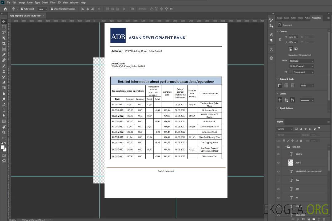 Relevé bancaire de la BAD des Palaos xls template Relevé bancaire de la BAD des Palaos xls template